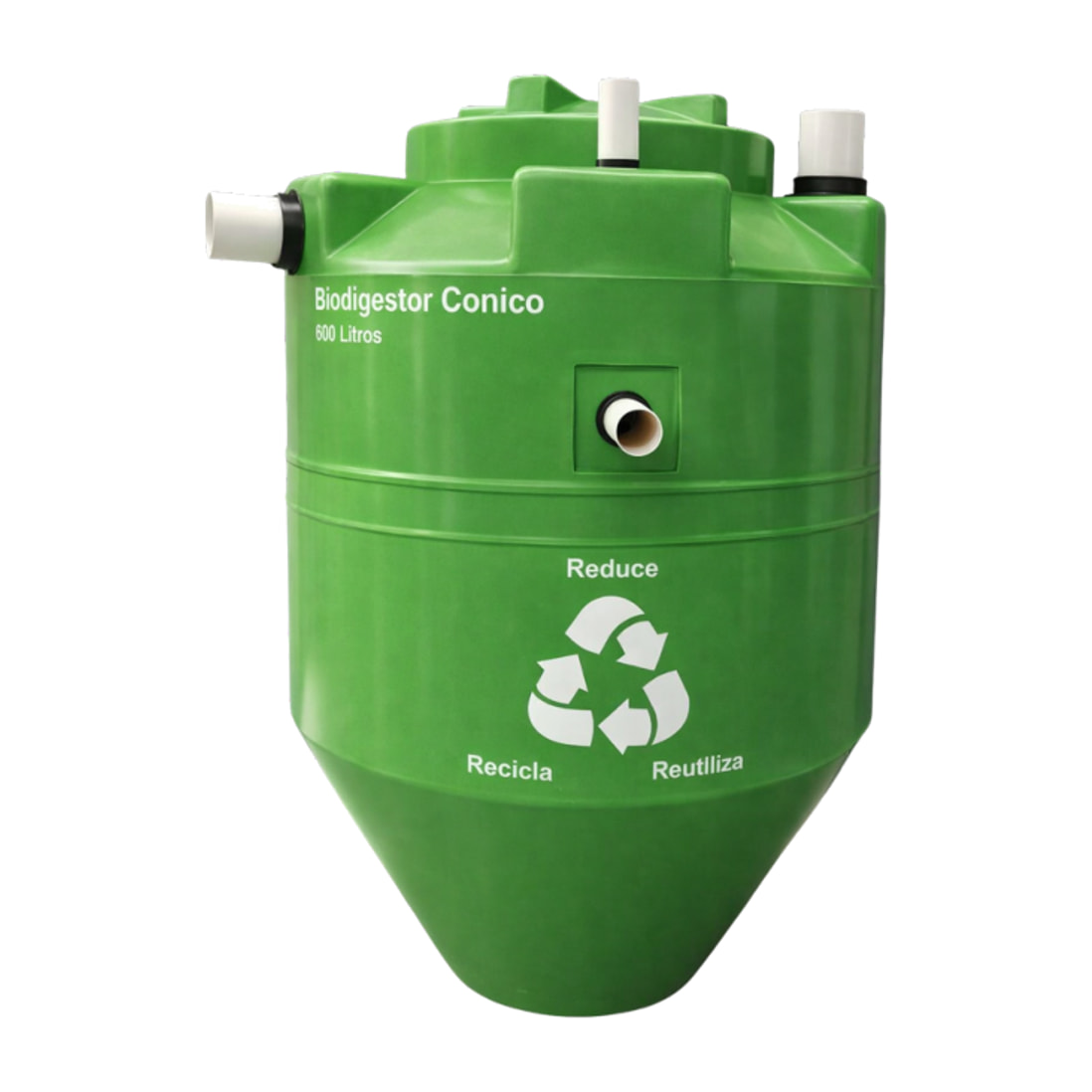 Biodigestor Biosplash autolimpiable de 600 litros, cónico