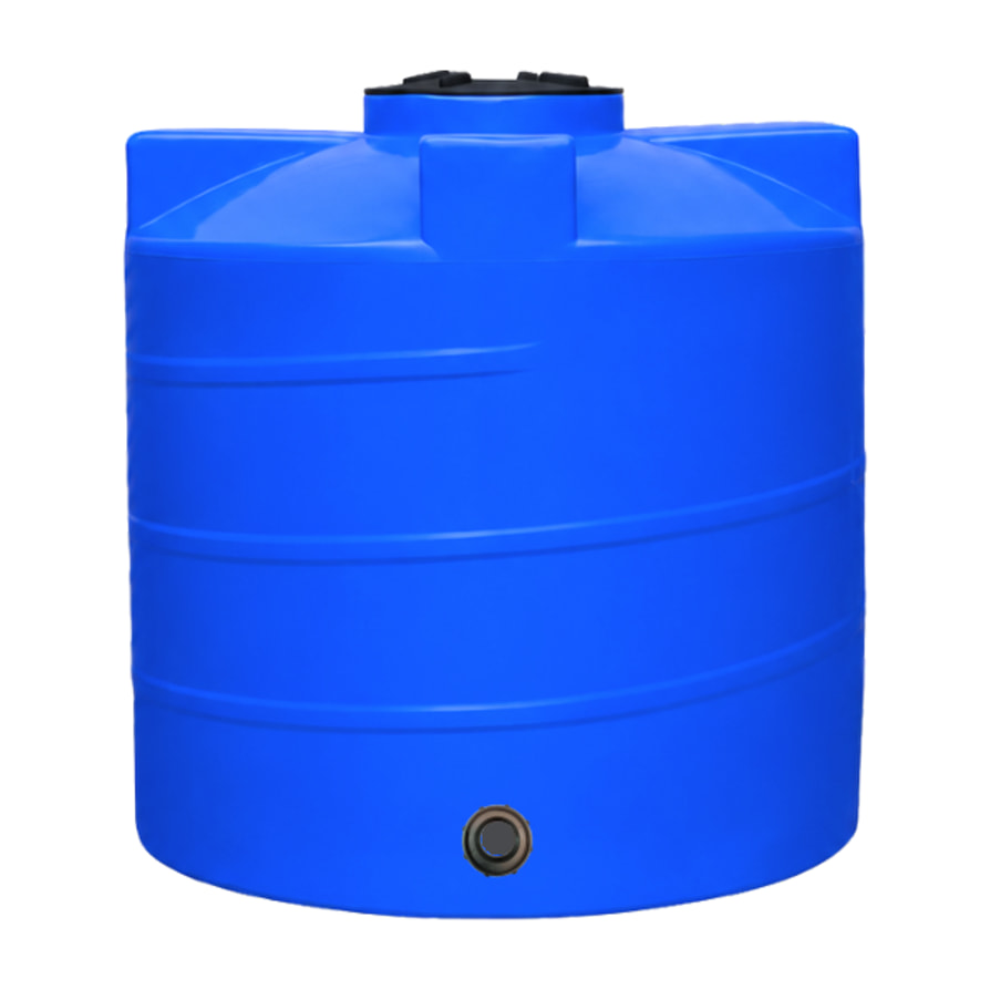 Tinaco Biosplash bicapa de 2,500 litros, azul, con accesorios
